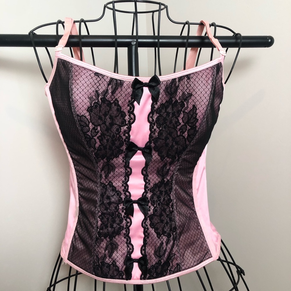 Victoria Secret Pink and Black Lace Bustier
